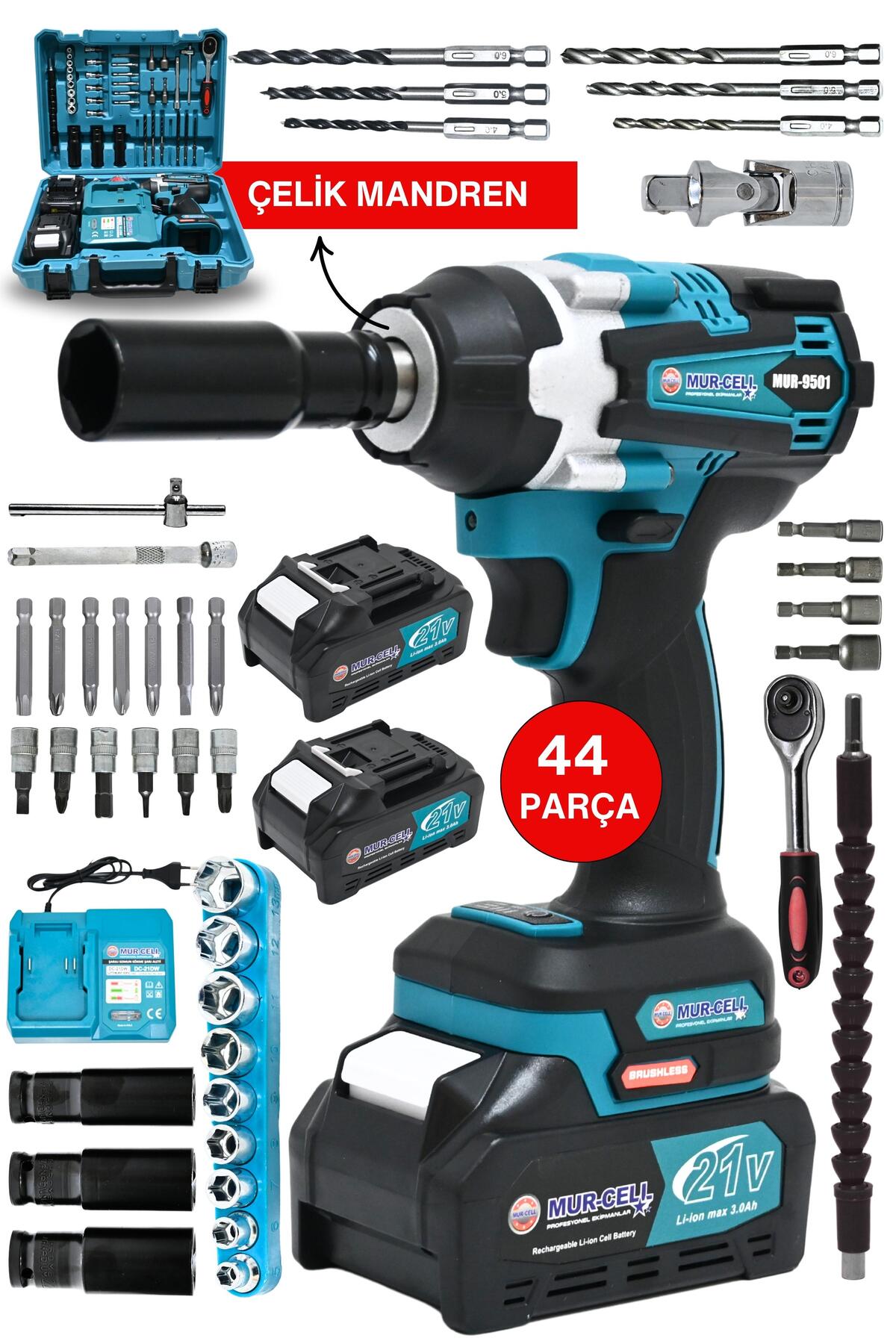 MUR-9501 450nm 21v 3Ah Şarjlı Torklu Somun Sıkma Bijon Sökme